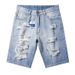 Herrkläder Sommar Ny stil Slitna denimshorts Herr lösa fempunktsshorts_voghion.com