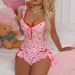 Comfortable Suspender Nightdress Pink Heart Print Cute Sweet Pure Desire Pajamas Sexy Thong_voghion.com