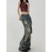 Abandoned Soil Style Splashed Ink Ripped Jeans For Women's Spring And Summer New Design Sense, Low Waist Slimming, Wide_voghion.com