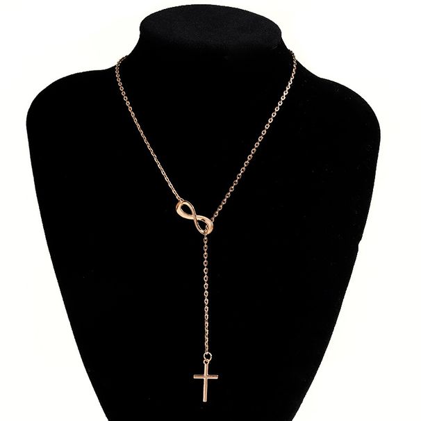 Collier tendance en forme de croix en forme de 8 pour femme, chaîne de clavicule tendance_voghion.com