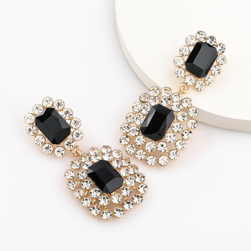 Exaggerated fashion super flash claw chain alloy diamond rhinestone glass diamond geometric earrings women's dinner catwalk earrings_voghion.com