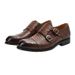 Straight Hair Python Pattern Genuine Cowhide Double Buckle Handmade Mengke British Style Men's Monk Shoes_voghion.com