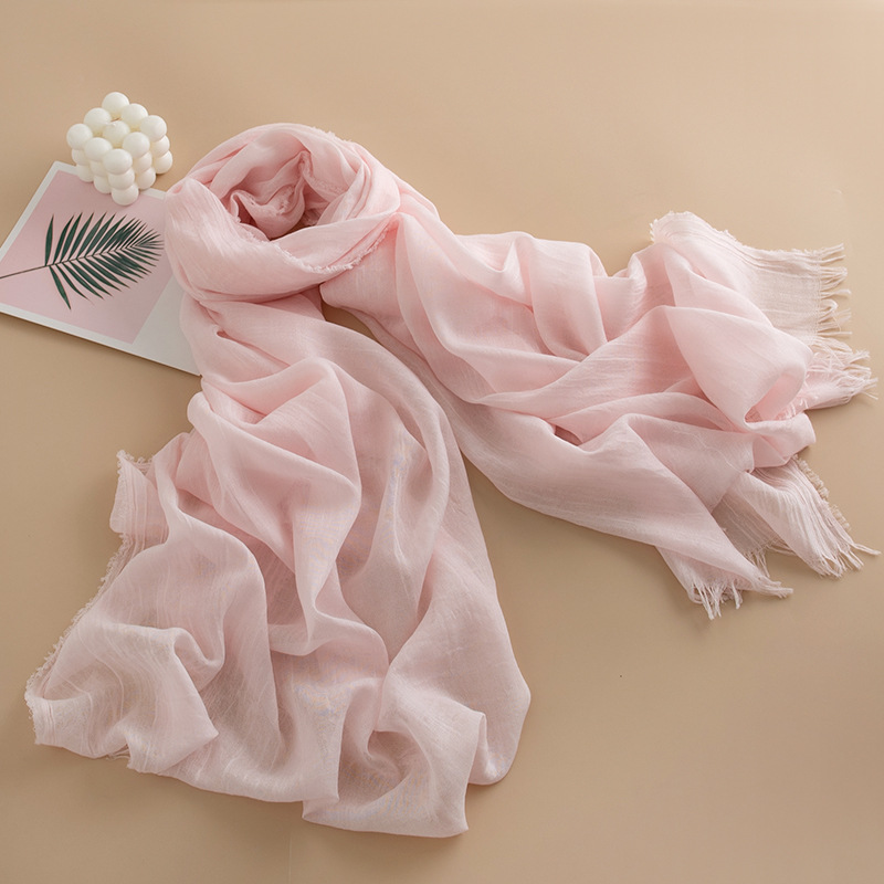 Spring/Summer New Korean Solid Color Thin Women's Versatile Long Shawl Wrapped with Sunscreen Scarf_voghion.com