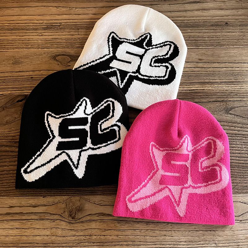Unisex Knit Beanie With Letter Print - Winter Warm Acrylic Skull Cap For Men & Women - Trendy Hip Hop Streetwear Fashion Accessory_voghion.com