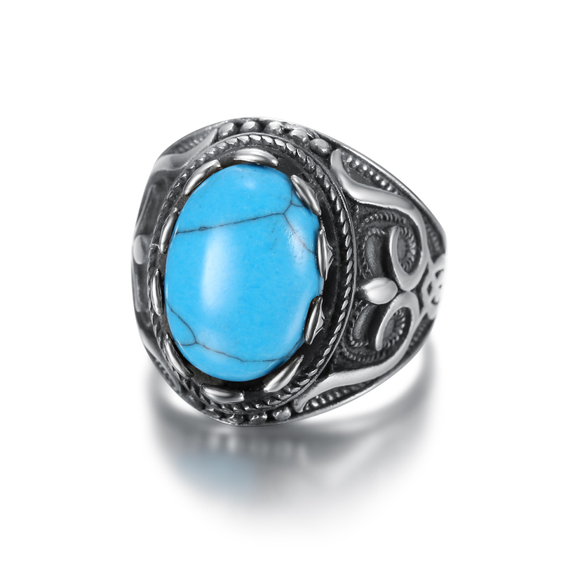anello in acciaio inossidabile con pietra preziosa, semplice pietra preziosa ovale di grandi dimensioni per uomo, anello street style_voghion.com
