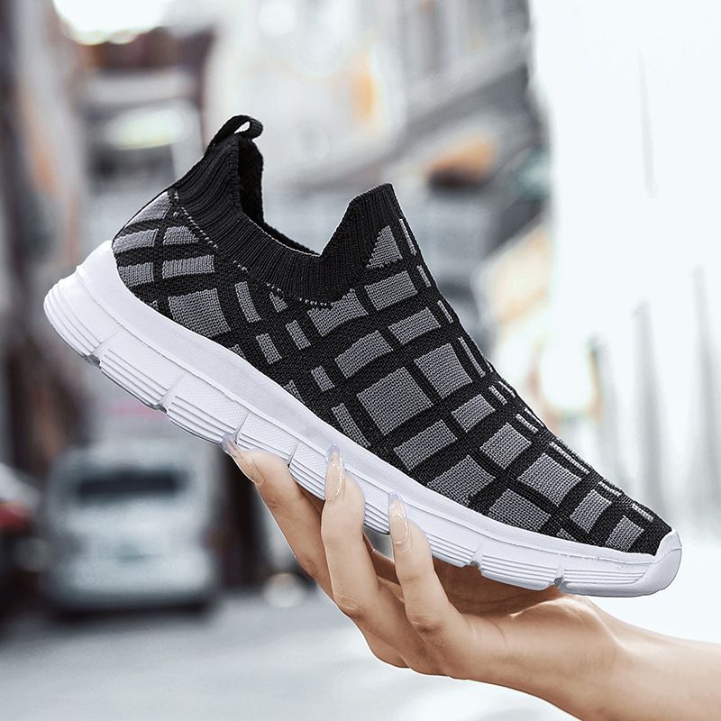 Scarpe casual da uomo e da donna, in taglia grande, con superficie in rete intrecciata, traspiranti e alla moda, con calzino._voghion.com