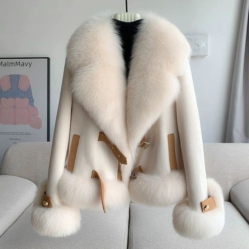 Women's Clothing Fur Coat Women's Slim winter coats Jacket Large Fur Collar Fur Top_voghion.com