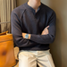 Nuovo maglione casual minimalista per uomo in autunno e inverno, con strato di base e maglione lavorato a maglia con collo alla francese per uomo_voghion.com