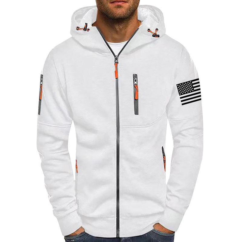 Men's Casual Sports Fashion Fitness Solid Color Cardigan Zipper Hooded Sweatshirt_voghion.com