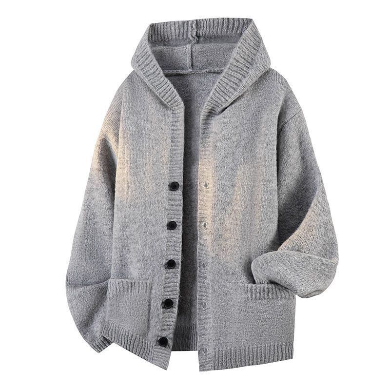 "Cardigan in maglia oversize con cappuccio retrò – Maglione casual aperto sul davanti in stile coreano"_voghion.com