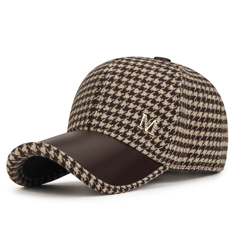 Autumn And Winter New Chitiao Grid M Standard Wool Baseball Hat Korean Edition Women's Youth Versatile Small Fragrant Duck Tongue Hat_voghion.com