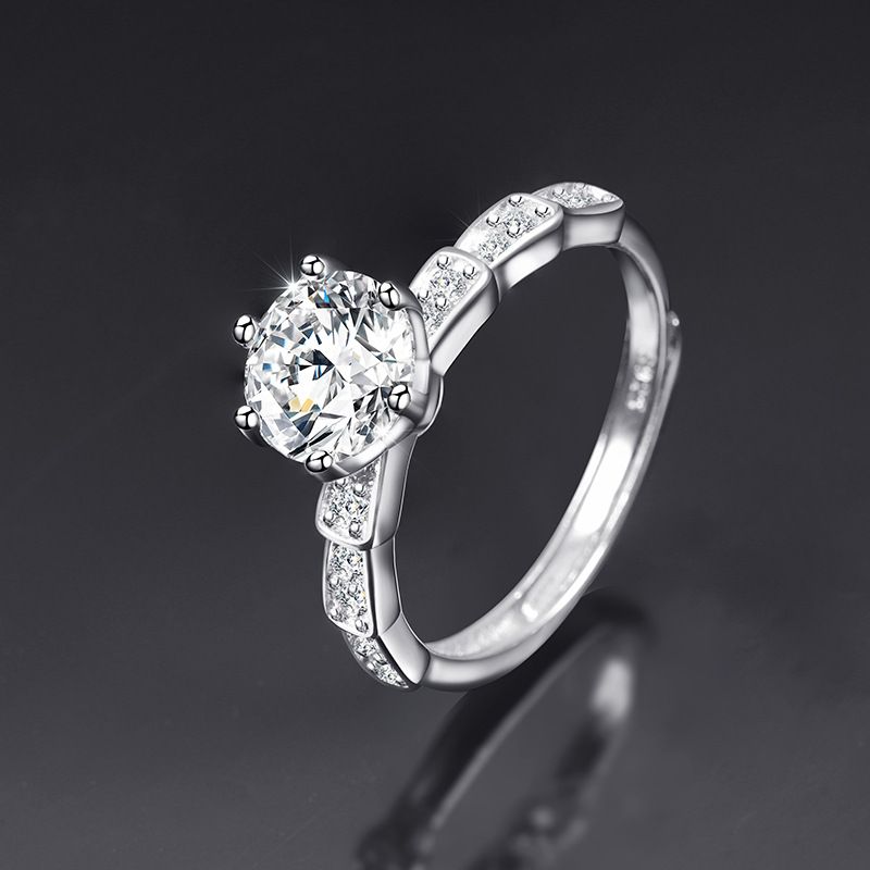 Direkter Moissanit-Ring in Schlangenknochenform, ein Karat, verstellbar, für Damen, für den Heiratsantrag_voghion.com