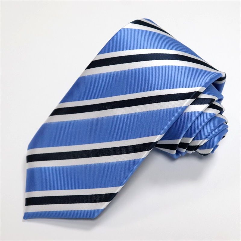Cravatta da uomo blu jacquard di alta qualità, abbigliamento formale da uomo, avvocato fiscale per il commercio estero in poliestere Shengzhou all'ingrosso_voghion.com