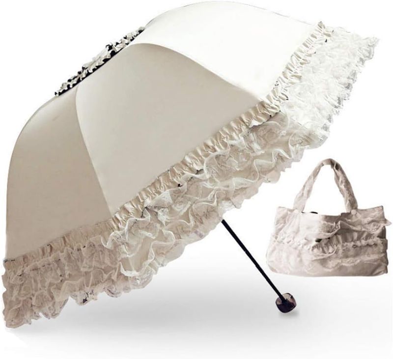 Lace UV Parasol - Windproof Folding｜Sun/Rain Dual Protection_voghion.com