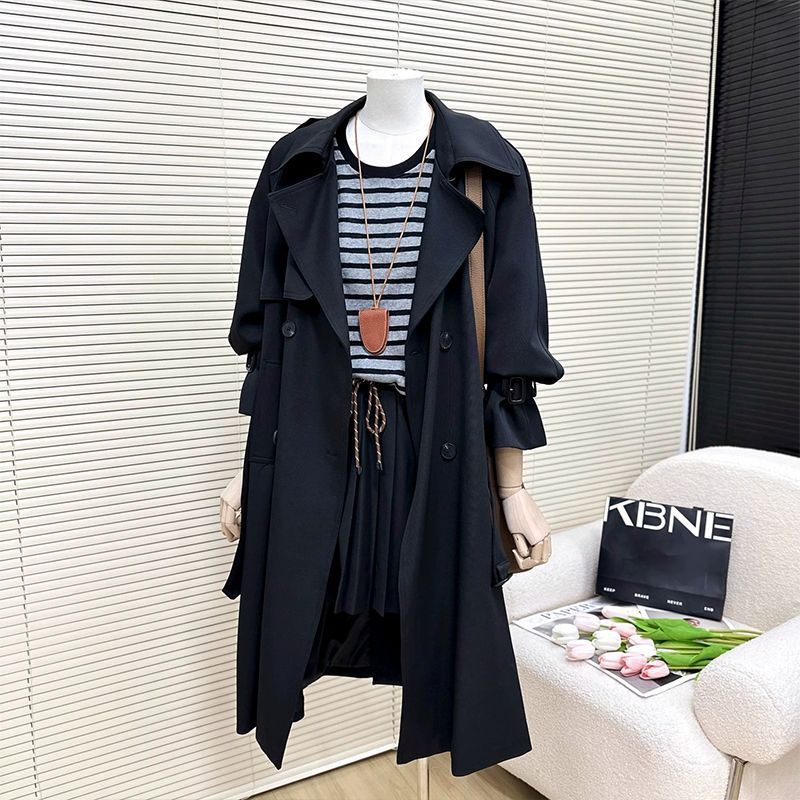 Women's Clothing Mid length light gray trench coat for women autumn new Korean style fashion British style high end coat_voghion.com