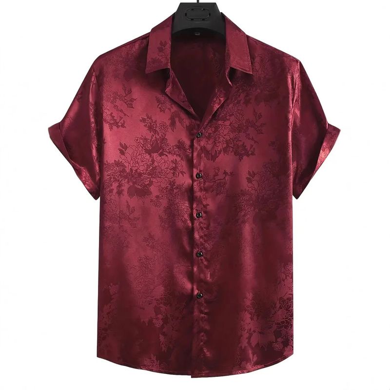 Unbeatable Quality Ding Short Sleeved 2025 Men's Fashion Simple Jacquard Shirt Solid Color Collar Top_voghion.com