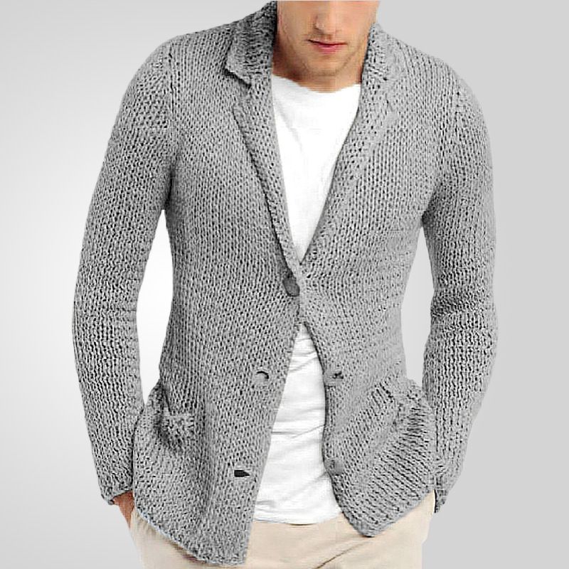 Herrenbekleidung dick gestrickte langärmelige Jacke modischer Anzug_voghion.com