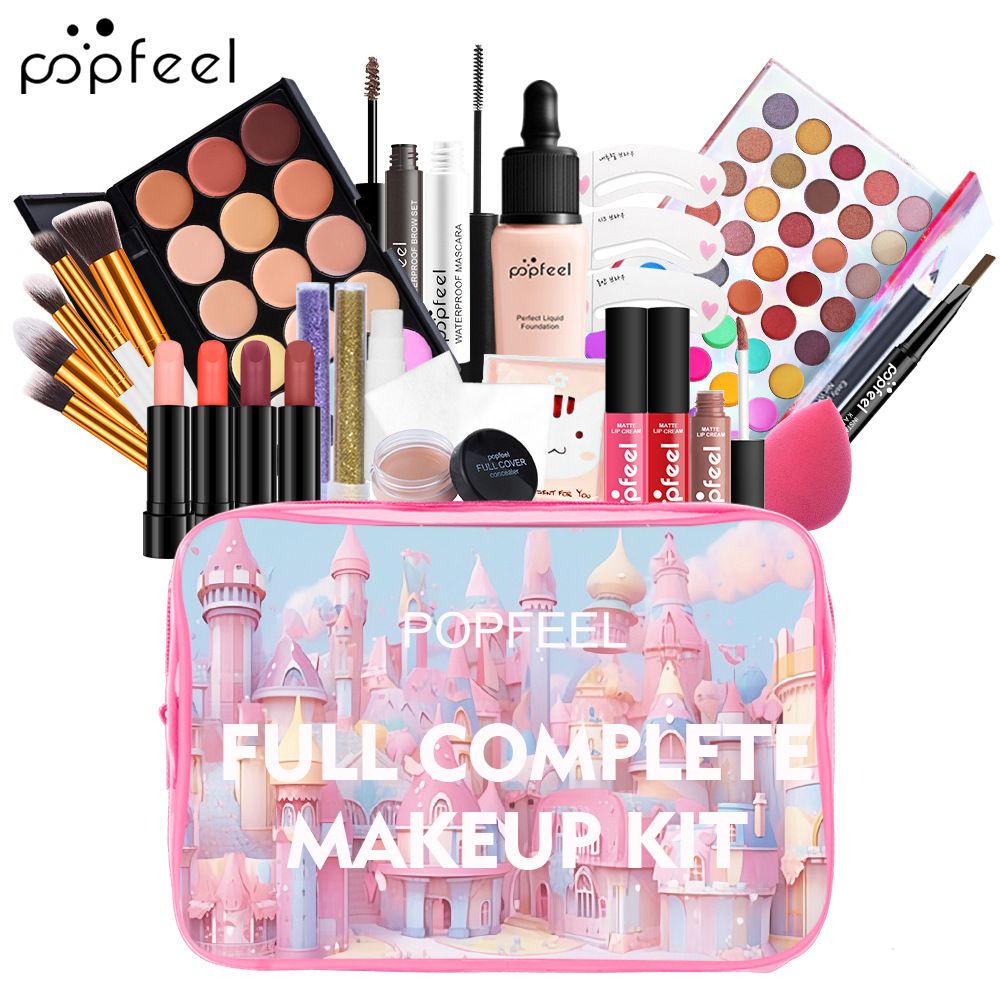 Makeup Sets POPFEEL Cosmetics Set Eye Shadow Lipstick Foundation Full Set Combination Beginner Makeup_voghion.com