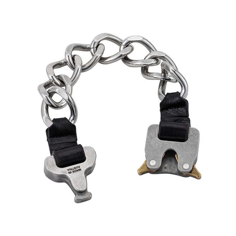 Pulsera de cadena con hebilla de seguridad de acero y titanio para hombre, estilo hip hop, estilo motociclista callejero, de moda_voghion.com