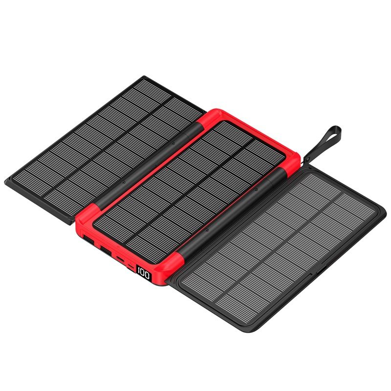 Power Bank Solar Wireless Power Bank 20000 MAh Large Capacity Multi Chip Folding Portable Power Bank_voghion.com