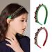 Lillian New Red Green Christmas Headband For Women, Thin Edge Velvet With Bells And Beads, Simple Festive Hair Accessory_voghion.com