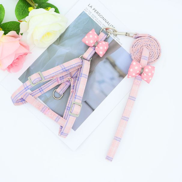 Arnés de pecho con nudo de mariposa, correa, collar, cadena para gatos, suministros para perros medianos y pequeños_voghion.com