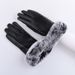Women's Winter Leather With Fleece Lining, Finger-separated, Touchscreen, Rabbit Fur Trim, Double-stitched, Handmade_voghion.com