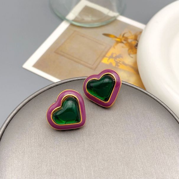 Stereoskopische Liebe Smaragd Glas Emaille Ohrringe Mode-Design High Grade Ohr Zubehör_voghion.com
