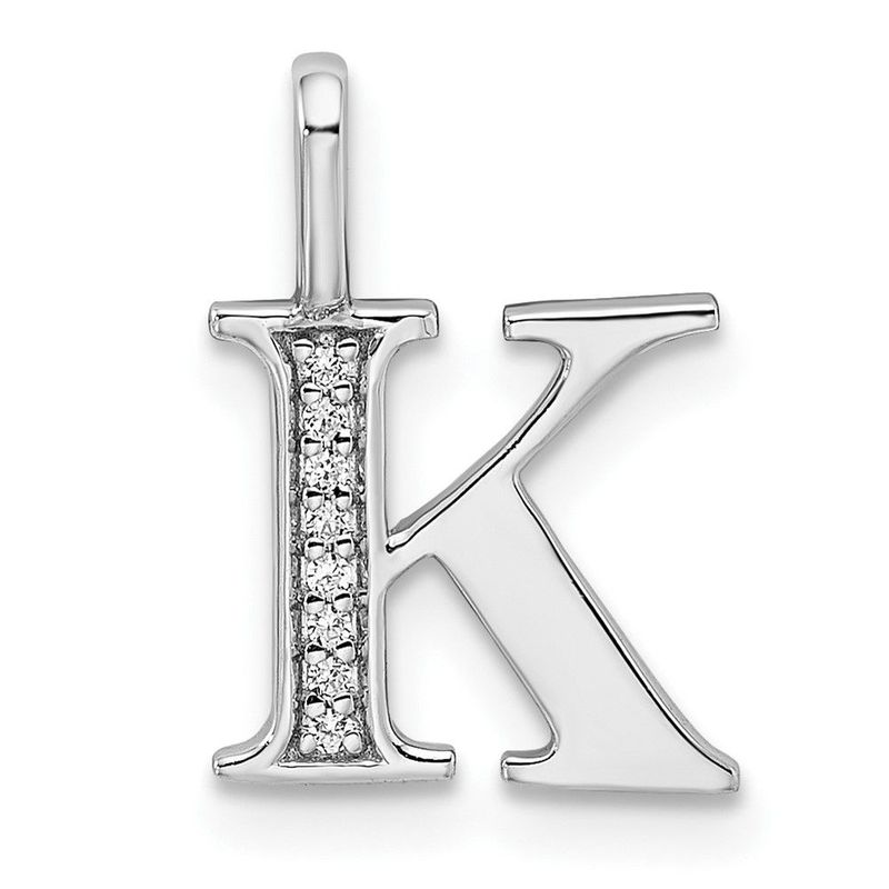 14K White Gold Diamond Letter K Initial Pendant_voghion.com