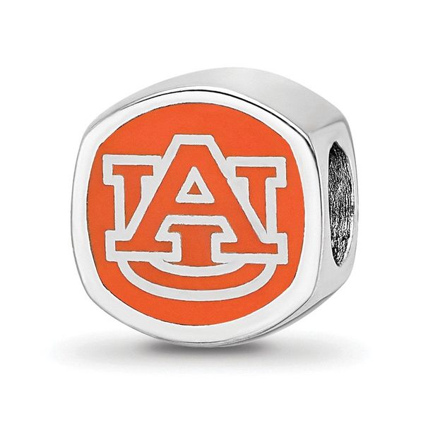 Sterling Silver Rhodium-plated LogoArt Auburn University Enameled Double Logo Bead_voghion.com