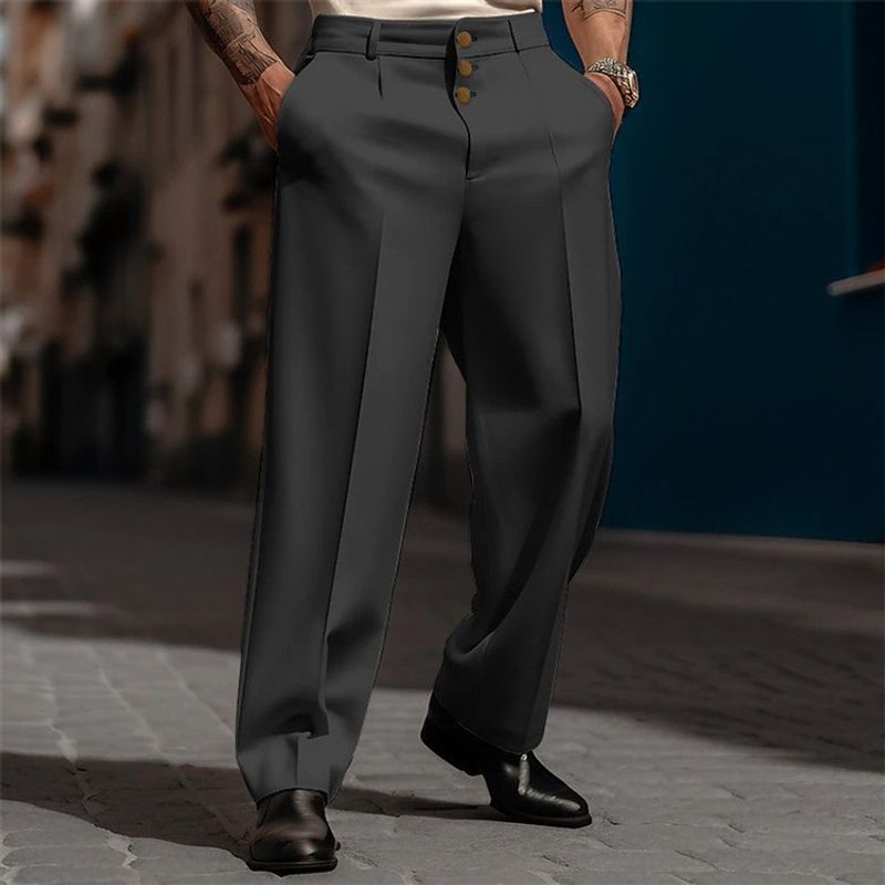 Herren Gerade Formelle Hose Lose Mode Business Hose Bequeme Lässige Weite Lange Hose Gesellschaftshose Jogger Mann Kleidung_voghion.com