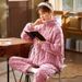 Dames herfstvest, pyjama met lange mouwen en rits, verdikt en flanel drielaags katoen koraalfleece, winter_voghion.com