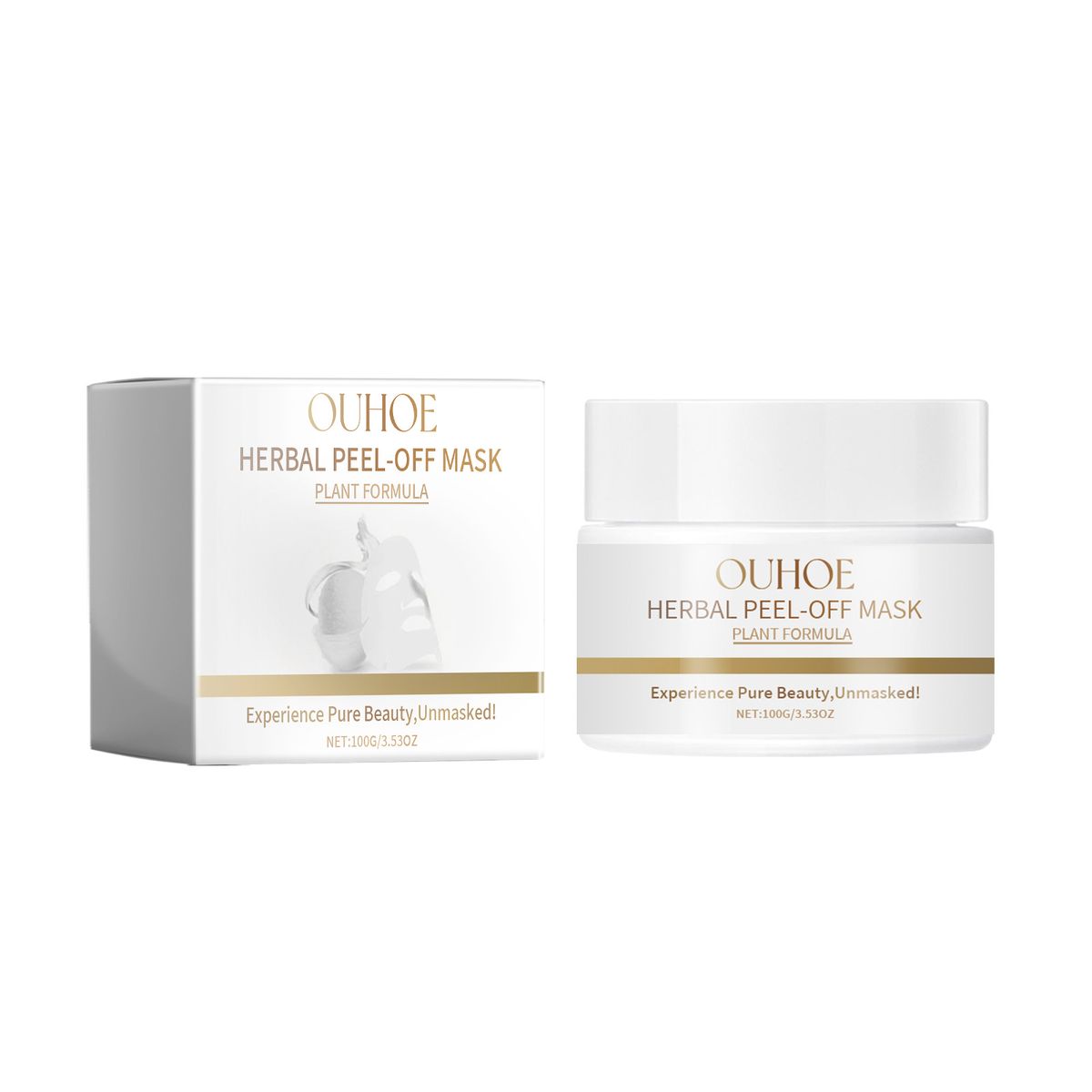 OUHOE Herbal Peel-Off Mask, Pore-Shrinking Deep Gentle Cleansing Blackhead Removal Peel Mask_voghion.com