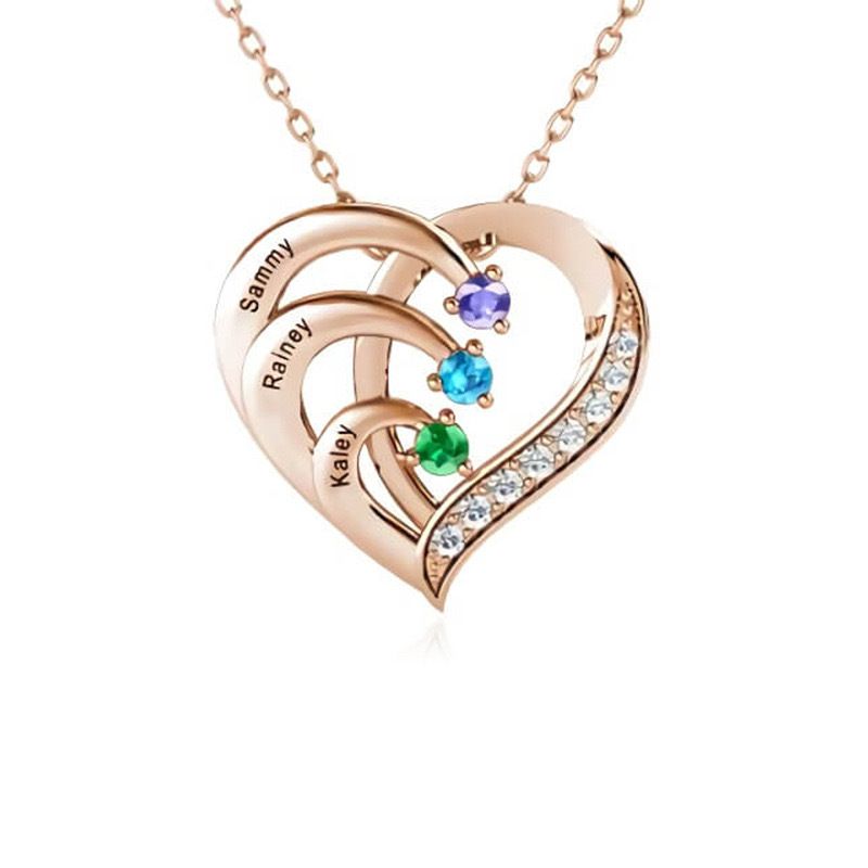 Heart Pendant Customizable Letters Fashionable Simple Elegant Heart-Shaped Necklace With Inlaid Diamonds_voghion.com