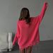 "Distressed Cotton Sweater Women's Casual Loose Fit Round Neck Long Sleeve Streetwear Grunge Style"_voghion.com