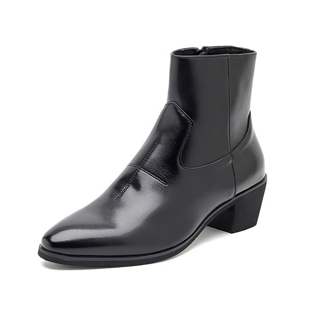 Business Leisure Work Commuter Men's Shoes High Heel Heightening Pointed Martin Boots Niche Design Martin Boots_voghion.com