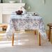 Scandinavian Blue Floral Tablecloth – Waterproof Cotton-Polyester Blend For Dining & Picnic (Multiple Sizes) – Bohemian Decor With Non-Slip Backing_voghion.com