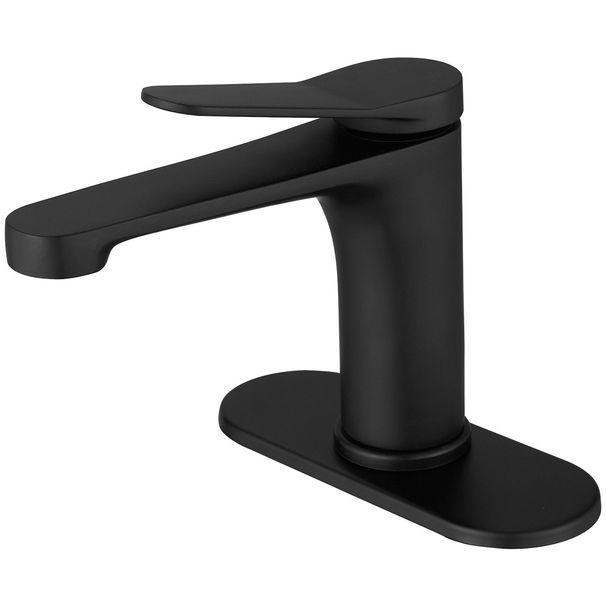 Single Hole Single-Handle Bathroom Faucet In Matte Black_voghion.com