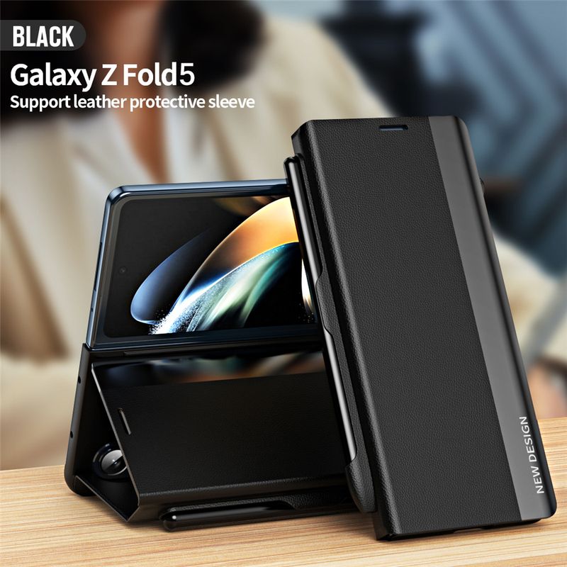Coque de Protection Ultra-mince avec porte-stylo S, étui en cuir antichoc pour Samsung Galaxy Z Fold 5 5G_voghion.com