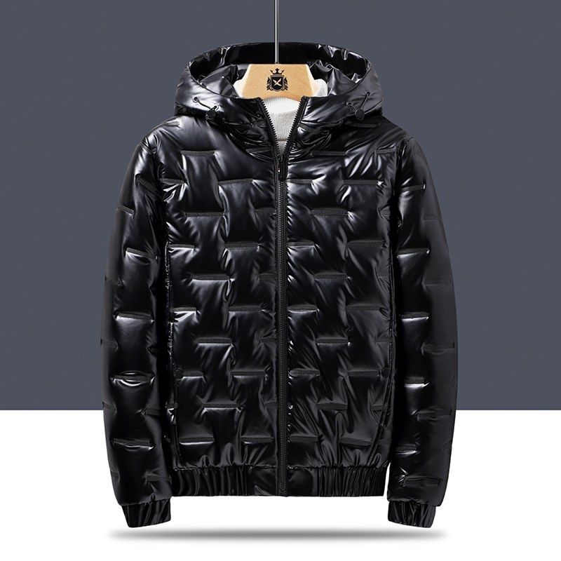 Men's Clothing Men's Hooded Puffer Jacket Winter Coat Slim Fit Short Quilted Bomber With Shiny Finish (Black, Silver Gray) - Sizes M To 5XL​_voghion.com