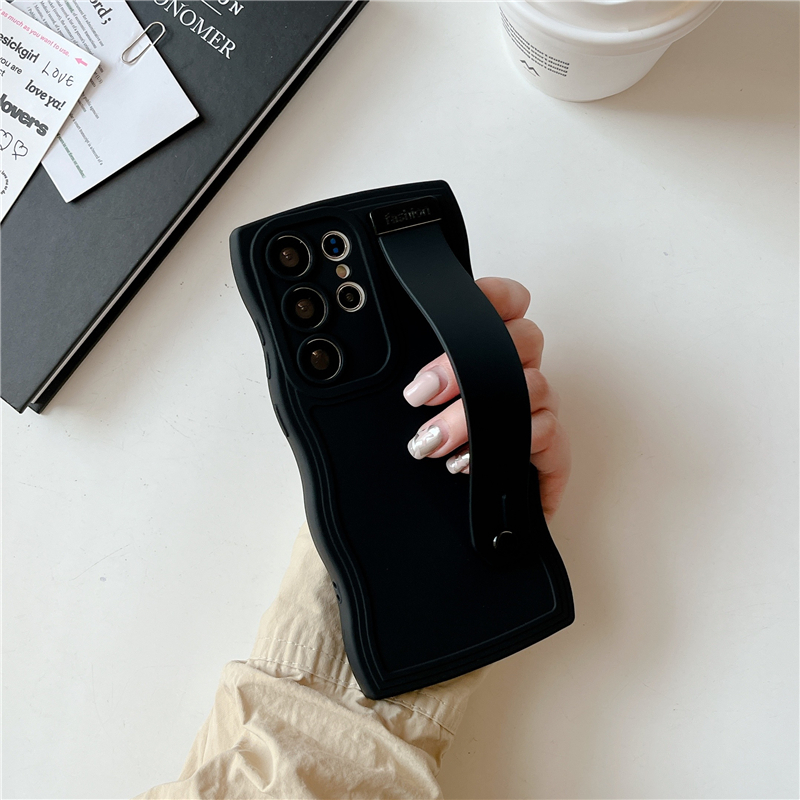 Wrist Strap Wave Soft Silicone Phone Case for Samsung Galaxy S23 S22 Ultra S21 S20 FE Plus Ultra Lens Protective Cover_voghion.com