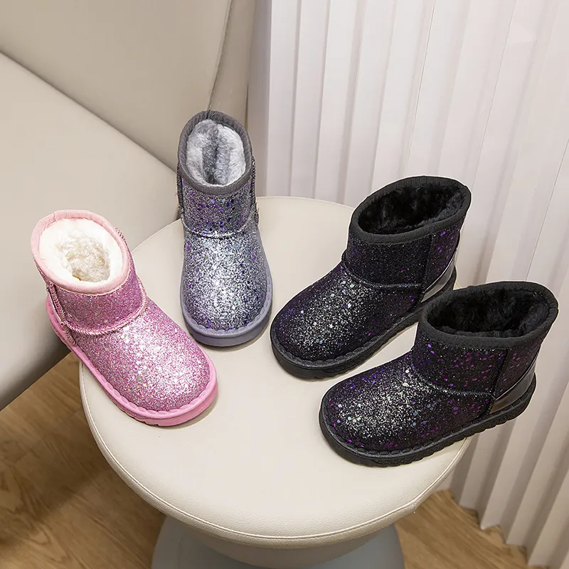 Warm Kids Snow For Children New Toddler Winter Princess Child Shoes Non-slip Flat Round Toe Boys Girls Baby Lovely Boots_voghion.com