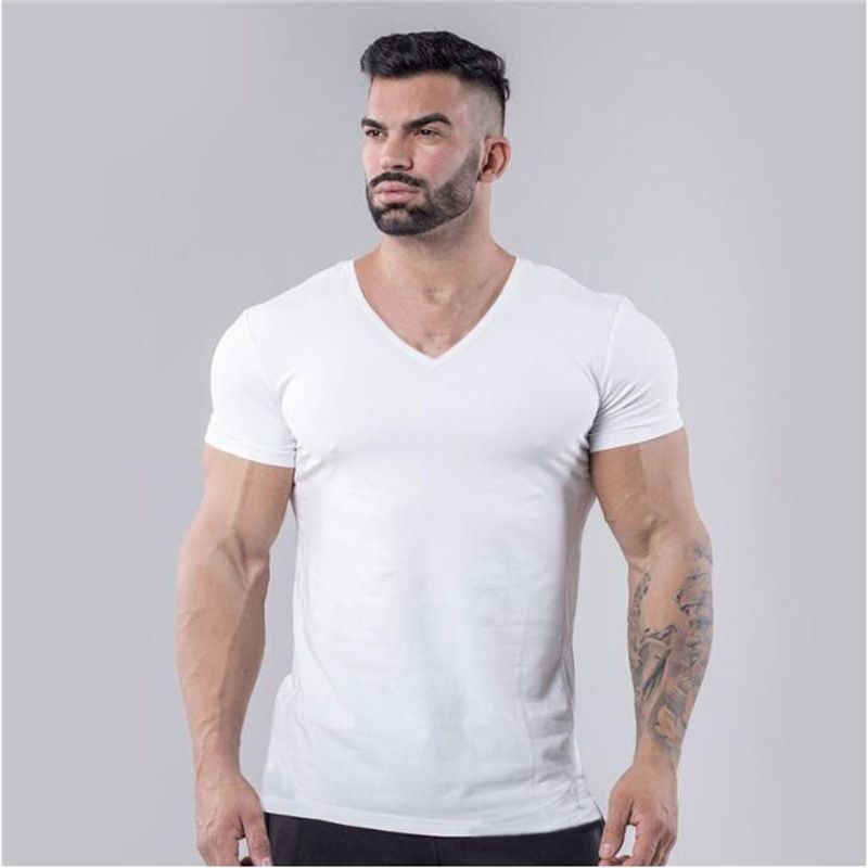 Maglietta sportiva da uomo, da corsa, corta, estiva, con scollo a V, in puro cotone, a maniche lunghe, per allenamento, basket, fitness_voghion.com