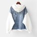 Plus Size Denim Jacket For Women – Oversized Hooded Baseball Style, Comfort Fit (L-4XL, Pink/White)_voghion.com