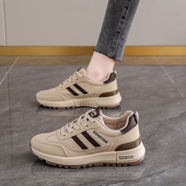 Scarpe casual da donna Impression Wind Net bianche con suola piatta_voghion.com