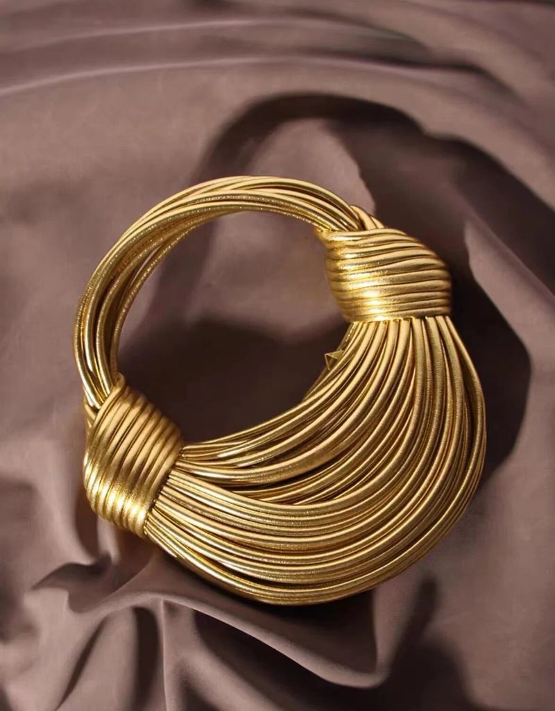 Bolsos de mano para mujer, novedad de 2023 en oro, marca de diseñador de lujo, bolsos para Fideos tejidos a mano, Hobo anudado con cuerda, bolso de mano de noche plateado_voghion.com