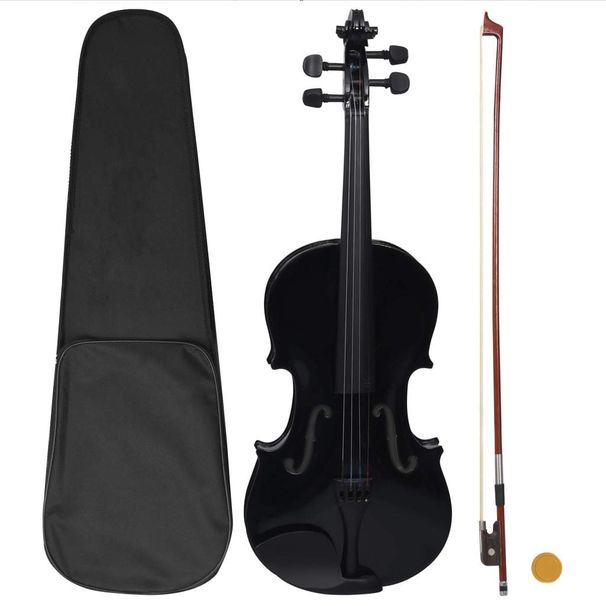 Violin Full Set with Bow and Chin Rest Black 4/4_voghion.com