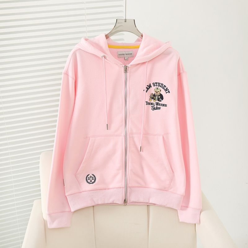 New College Style Simple Casual Loose Hooded Zipper Long Sleeve Jacket Women_voghion.com