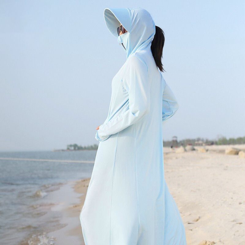 Sudadera con capucha y protección solar de seda helada UPF50+: cobertura corporal completa con tejido transpirable, chaqueta de manga larga con protección UV para exteriores, para mujer y hombre._voghion.com