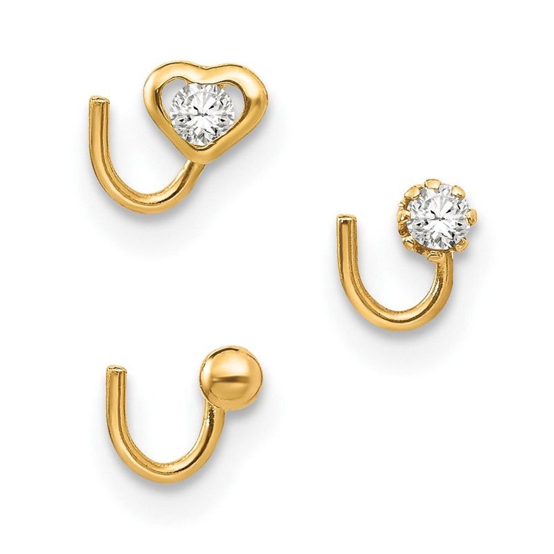 10k Set Of 3 CZ Nose Studs_voghion.com